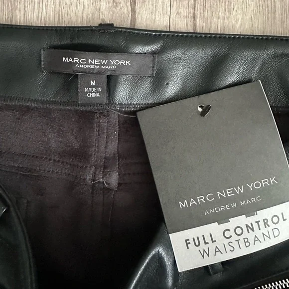 NWT Marc New York Fleece Lined High Waisted Faux Leather Pants Black Size M - Picture 5 of 10